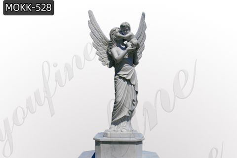 Large Female Angel Holding A Child Marble Sculpture (5)