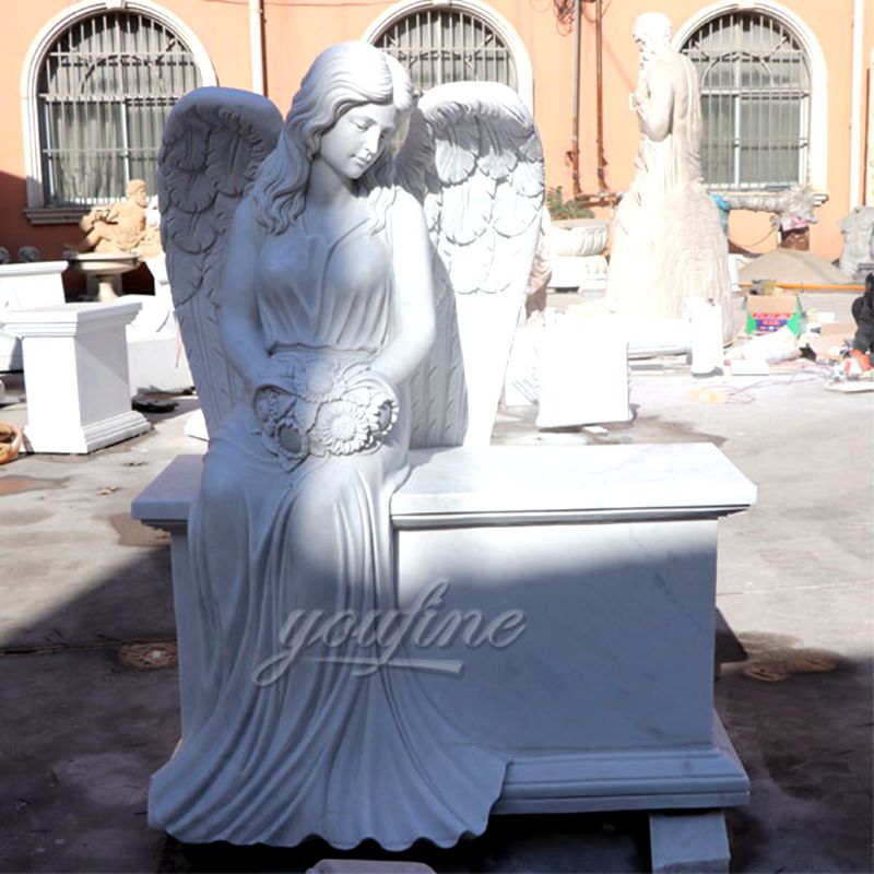 Customized Hand Carved Female Sitting White Marble Stone Angel ...
