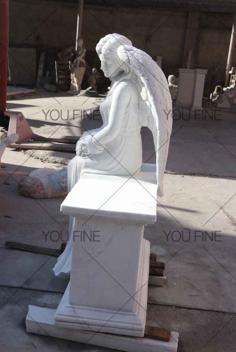 Engraved Winged Angel Statue Marble Tombstone for Client-bronze|marble ...